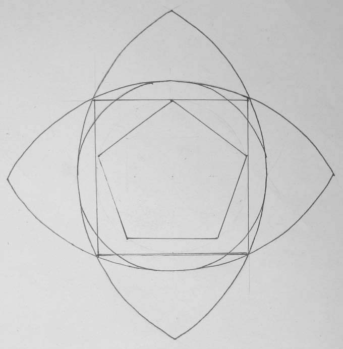 double vesica, circle squared and pentagon